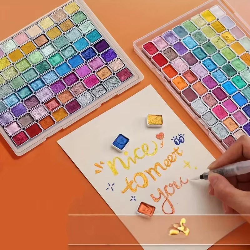 Professionelles 72-farbiges Aquarellfarbenset in Multicolour mit Perlglanz-Effekt und hoher Deckkraft - Bild 4