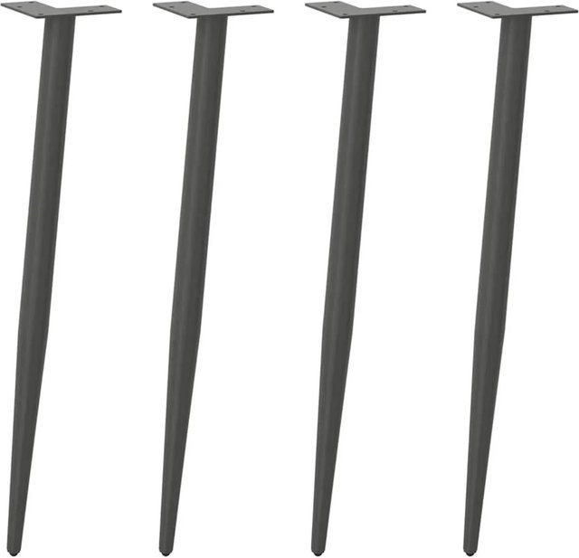 vidaXL Konsolentischbeine in konischer Form aus Stahl, 4 Stück, Anthrazit matt, Höhe: 73 cm - Bild 1