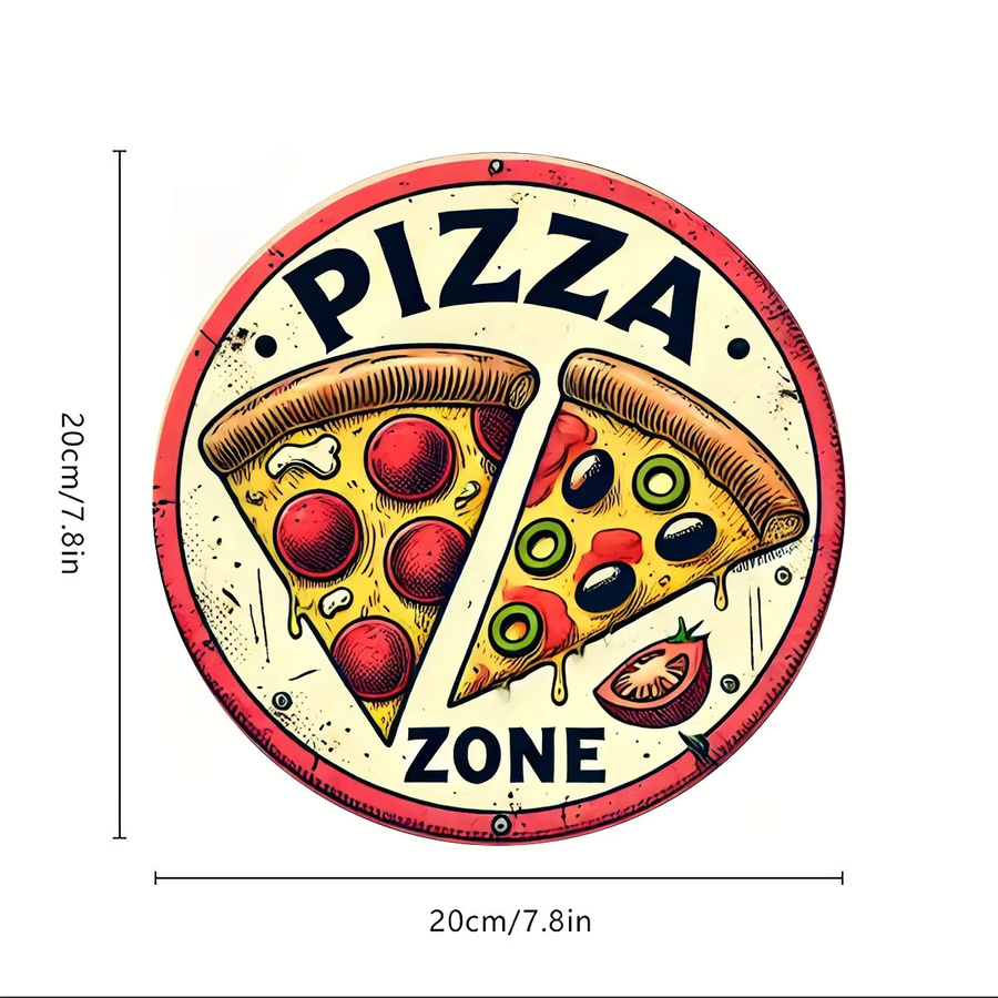 Potdemiel Italienisches Kranzschild mit Pizzasthema in Retro-Optik aus Aluminium, Durchmesser: 20,3 cm, Mehrfarbig - Bild 2