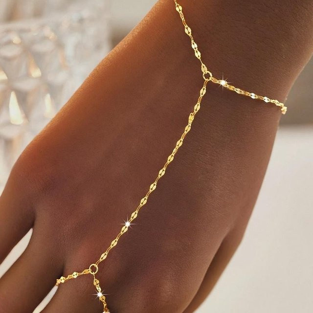 YULIN Handkette Armband Ring, Gold, Zinklegierung, Kristall, Damen - Bild 1