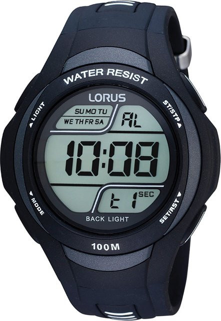 Lorus Digitaluhr, Quarz, Kunststoff, Grau, 10 ATM, 45 mm, Herren - Bild 1