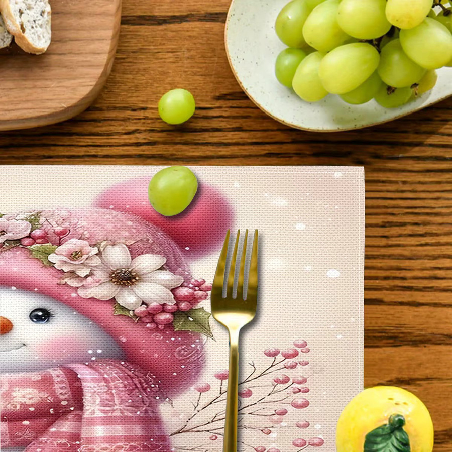 VIKAMA 4-teiliges wasserdichtes Schneemann-Tischset Set für Weihnachtsfeiern und Winter-Tischdekoration in Multicolor - Bild 3