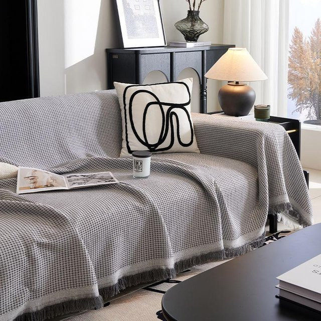 Yiran Furniture Couchbezug Geometrie aus Chenille in Grau mit Anti-Slip Funktion, B/T: 180 x 130 cm - Bild 1