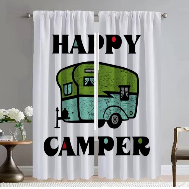 Happy Campers Elegante Raumvorhänge 2er-Set, semi-transparent, Weiß, B: 50 cm, H: 70 cm - Bild 1