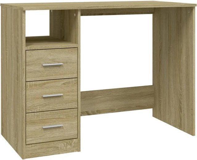vidaXL Schreibtisch mit Schubladen in Sonoma-Eiche, modern, B/T/H: 102 x 50 x 76 cm - Bild 1