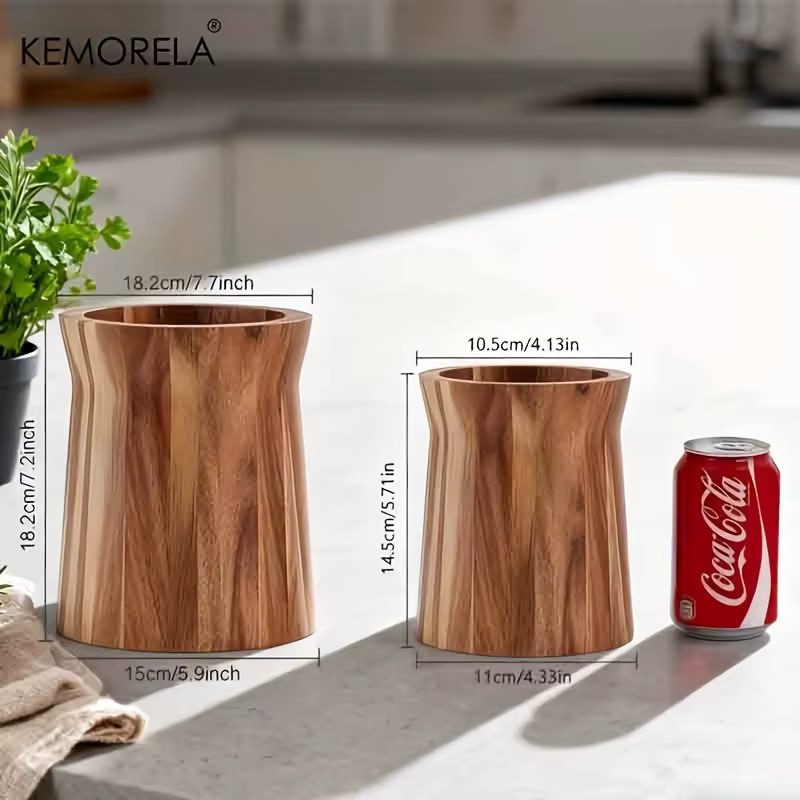 KEMORELA 360-Grad drehbarer Utensilienhalter aus Holz in Braun – Platzsparender Arbeitsplatten-Organizer für Löffel, Spatel und Schöpfkellen - Bild 5