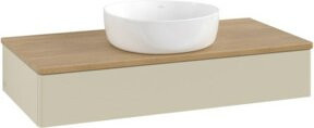 V&B Waschtischunterschrank Antao ohne Frontstruktur, Eiche honig, Grau lackiert, B/T/H: 100 x 50 x 19 cm - Bild 1