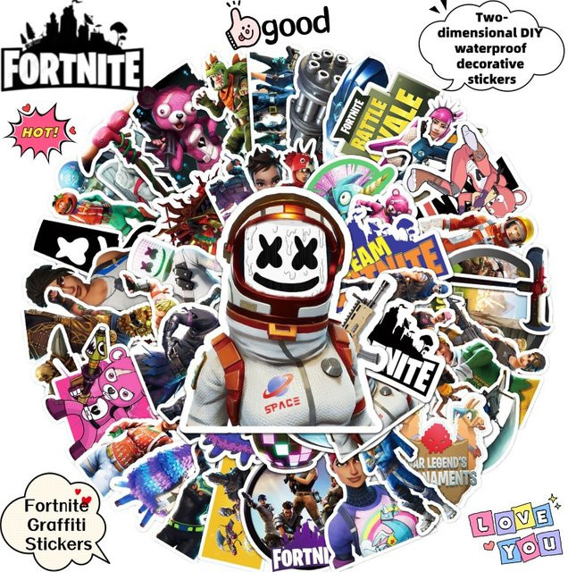 Fortnite Graffiti Aufkleber Set, wasserfeste Cartoon Spiel-Dekorationsaufkleber in Multicolour - Bild 1