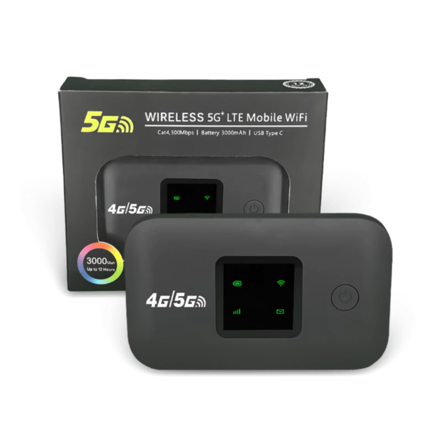 Bytelike Tragbarer 4G WLAN-Router mit 150Mbps Highspeed, Type-C Anschluss und 3000mAh Akku, Schwarz - Bild 2