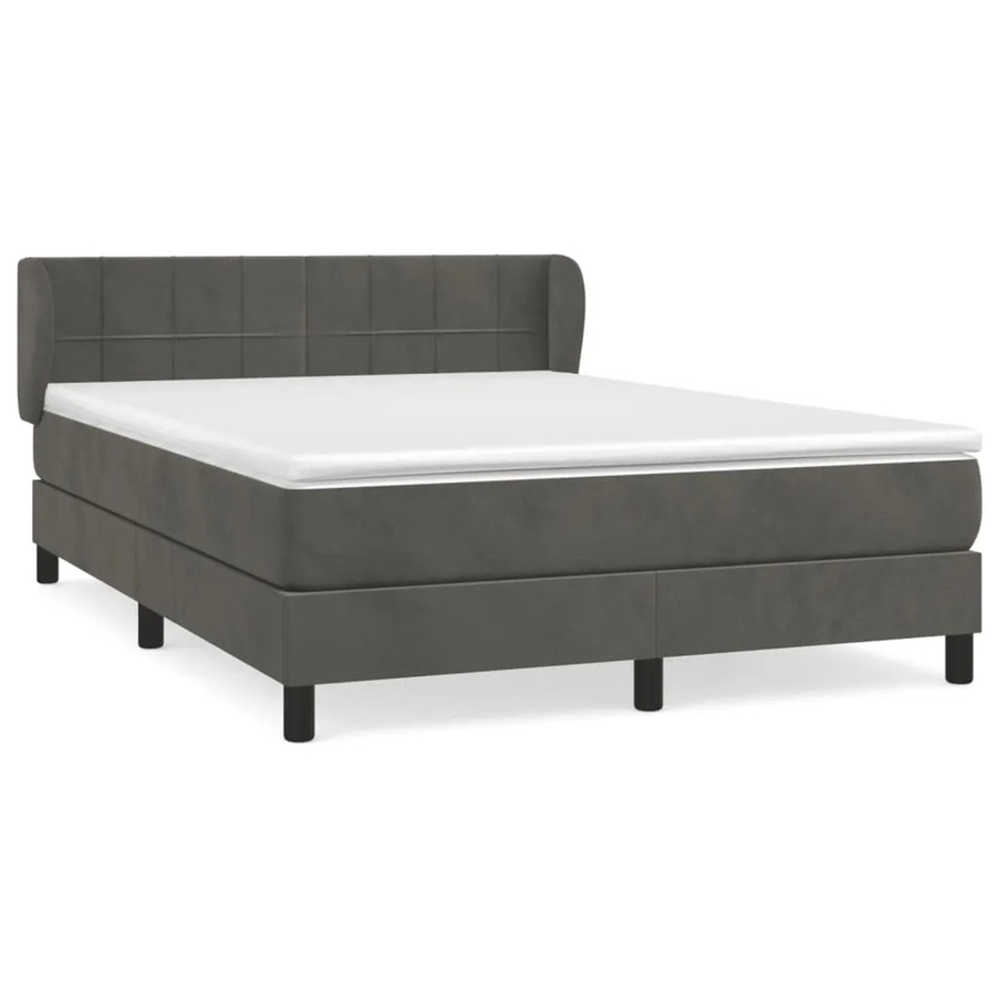 vidaXL Boxspringbett mit Matratze Dunkelgrau B/T/H: 140 x 190 x 200 cm aus Samt mit Taschenfederkern - Bild 2