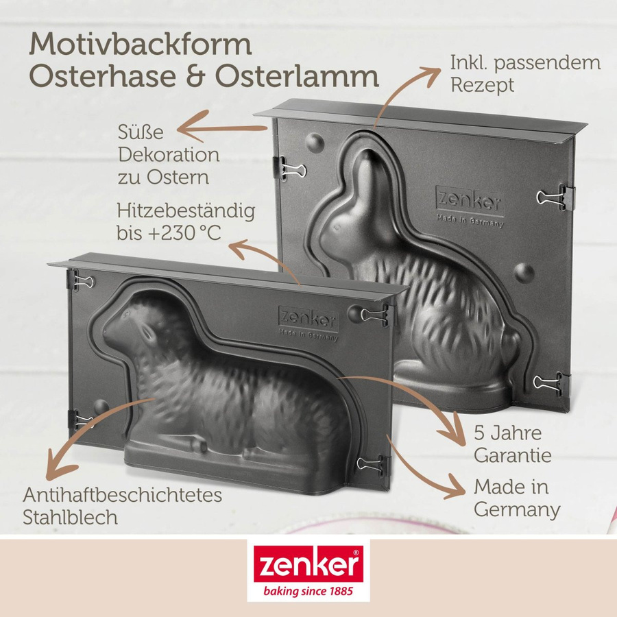 Zenker Backformen-Set Hase und Lamm, 2-teilig, beschichtete Stahl-Backformen - Bild 2