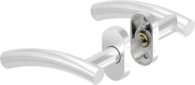 FeNau Türdrücker-Paar aus Edelstahl in Silber, gebürstet, mit 8mm Drückerstift für 30-60 mm Kastendicke - Bild 1