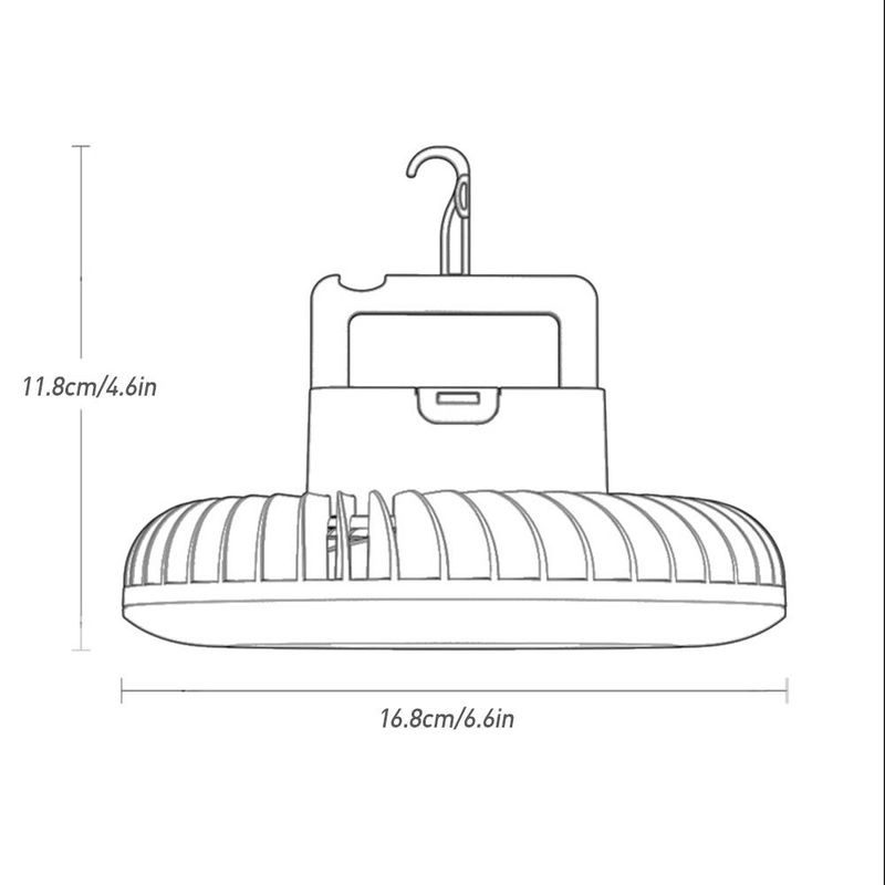 Tragbarer Camping-Ventilator mit faltbarem Stativ, LED-Laterne und 2400 mAh Akku, USB-wiederaufladbar - Bild 2