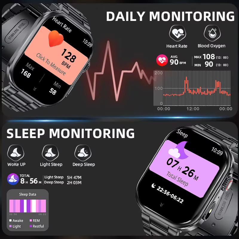 LIGE Smartwatch, Edelstahl, Schwarz, Herren - Bild 6