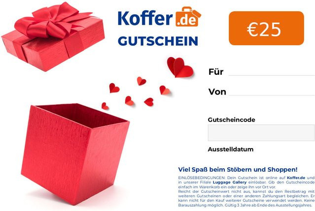 Geschenkgutschein von Koffer.de in Rot - Bild 1