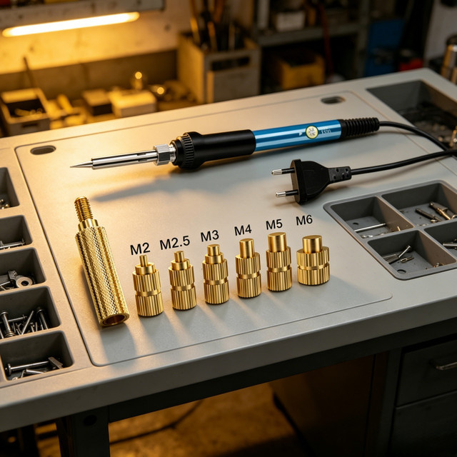 Heißschmelz-Lötspitzen-Set für Messinggewindeeinsätze in den Größen M2, M2.5, M3, M4, M5 und M6, Farbe: Gold - Bild 1