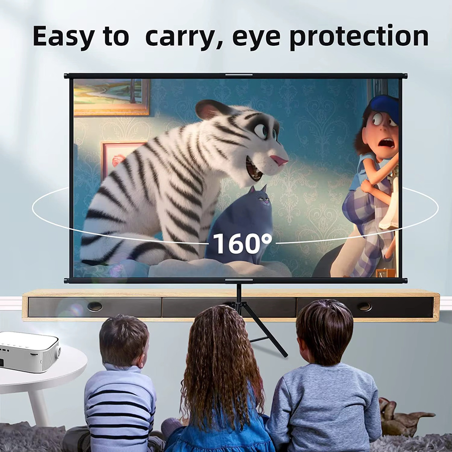 Veidadz Projektionswand mit Ständer, faltbare doppelseitige Leinwand für Heimkino und Outdoor, Weiß, 60 bis 84 Zoll - Bild 3