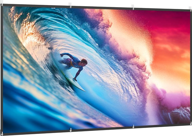 HOMCOM Projektorleinwand Weiß, 304,8 cm, Format 16:9, 4K/8K HD, manuelle Höhenverstellung, waschbar, 160° Weitwinkel - Bild 1