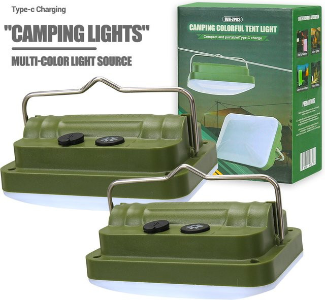 XIWANGFIRE Wiederaufladbare Campinglampe in Grün mit Haken und COB-LED, wasserdichte Laterne für Zelt und Outdoor-Aktivitäten - Bild 1