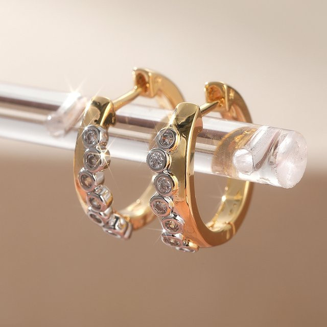 Creolen Futz, Zirkonia, Gold, Damen - Bild 1