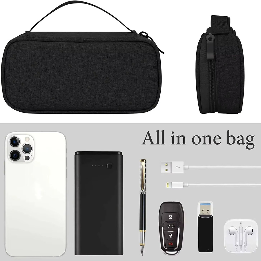 JBAILI Elektronik-Reise-Organizer in Schwarz, tragbare Zubehörtasche zur staubfreien Aufbewahrung von Kabeln, USB-Flash-Laufwerken und Telefonen - Bild 4