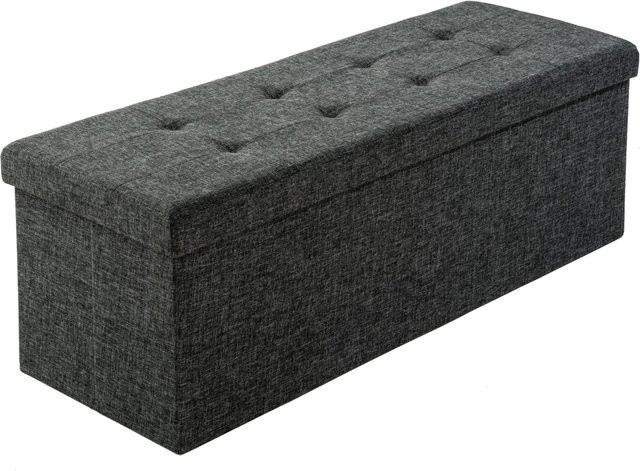 tectake Sitzhocker mit Stauraum, faltbar und gepolstert, Dunkelgrau, B/T/H: 110 x 38 x 38 cm - Bild 2