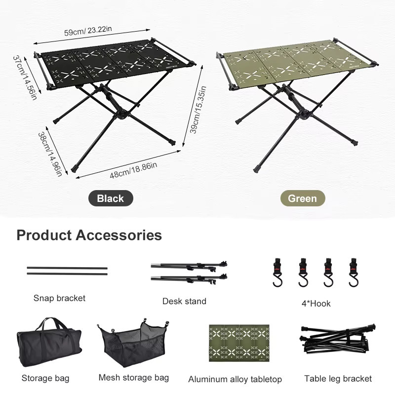 WESTTUNE Camping IGT Tisch aus Aluminiumlegierung, tragbarer Klapptisch für Outdoor, Grill und Picknick, Schwarz Matt - Bild 4