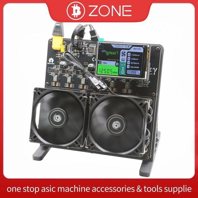 Nerdoctaxe Rev3.1 Bitcoin Miner mit 3,5-Zoll-Display und Netzteil, Schwarz, 12Th/s, 200W - Bild 1