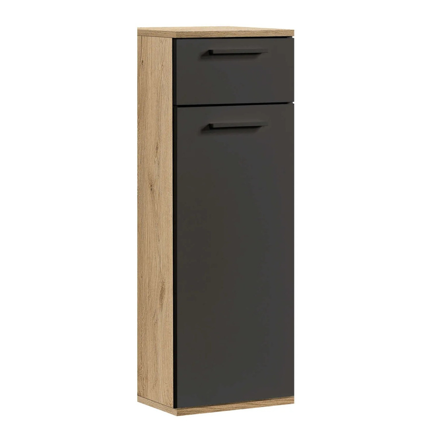 mokebo Bad-Beistellschrank Der Matrose in Eiche-Schwarz, H: 91 cm, B: 33 cm, T: 34 cm - Bild 2