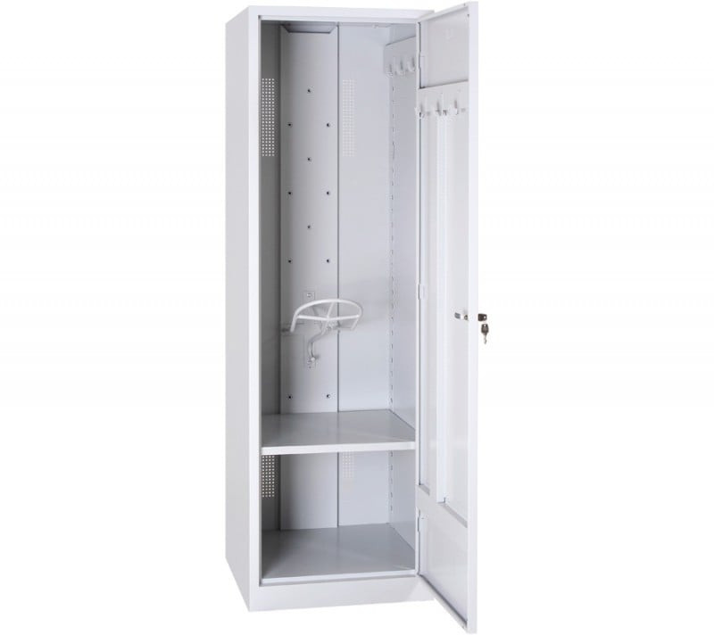 BIGBOXX Sattelschrank aus Metall in Weiß Matt, Wandmontage mit Scharniertüren und Regalböden - Bild 1