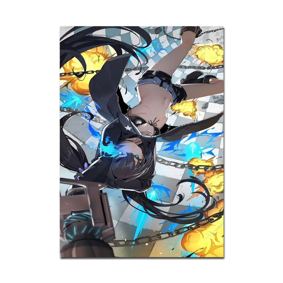Anime Black Rock Shooter Vintage-Poster als selbstklebender Retro-Kraftpapier-Aufkleber in Multicolour, B/H: 15 x 15 cm - Bild 7
