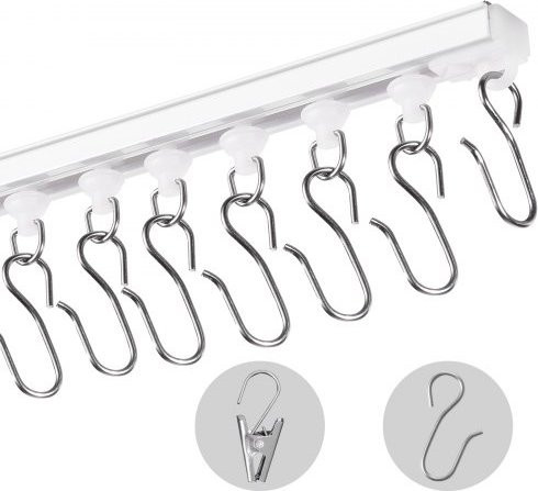 VEVOR Decken-Vorhangschienen-Set weiß, selbstklebendes Deckenschienensystem ohne Bohren für Vorhänge und Raumteiler, inklusive Haken und Hardware, Länge: 301 cm - Bild 1