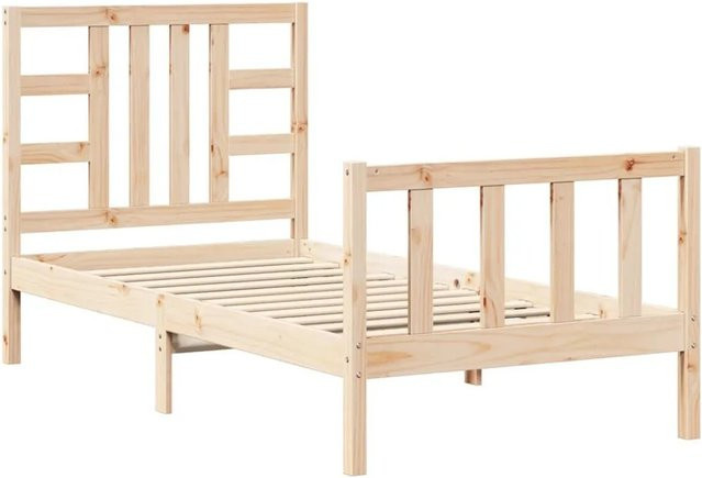 vidaXL Massivholzbett aus Kiefernholz in rustikaler Optik, unbehandelt, B/T/H: 90 x 190 cm - Bild 1