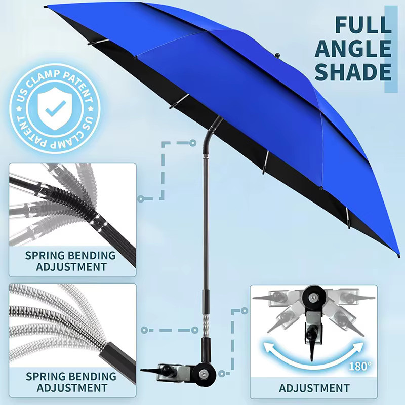 ZJMZYM Universalklemme 360 Grad für Outdoor-Sonnenschirme in Blau, verstellbare Halterung für Strand, Camping und Rollstuhl - Bild 4