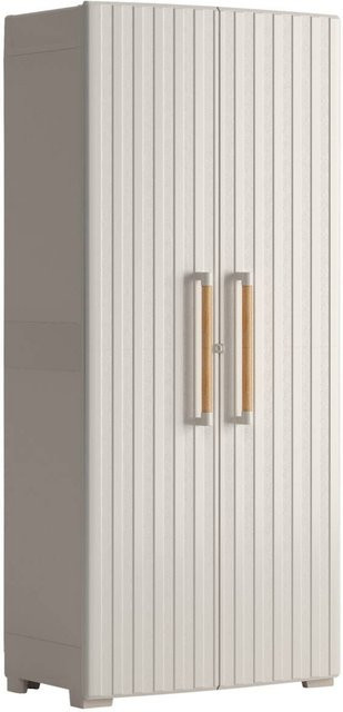 Keter Kunststoffschrank Groove in Beige mit Regalböden und Schloss, B/H/T: 80 x 180 x 45 cm - Bild 1