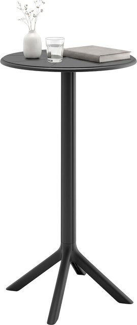 CLP Stehtisch Tomas Gartentisch rund aus Polypropylen Schwarz Durchmesser: 60 cm, Höhe: 107 cm, wetterfest und UV-beständig - Bild 1