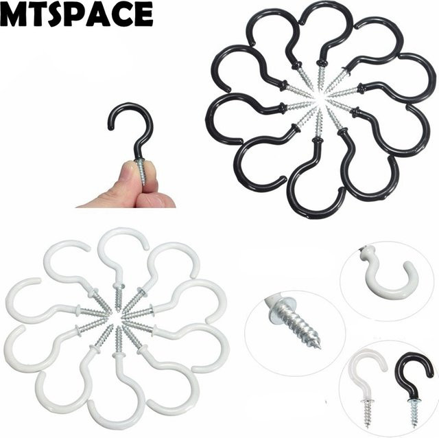 Mspace 10er Set beschichtete Haken aus Kunststoff und Stahl in Weiß, Durchmesser: 55 mm - Bild 1