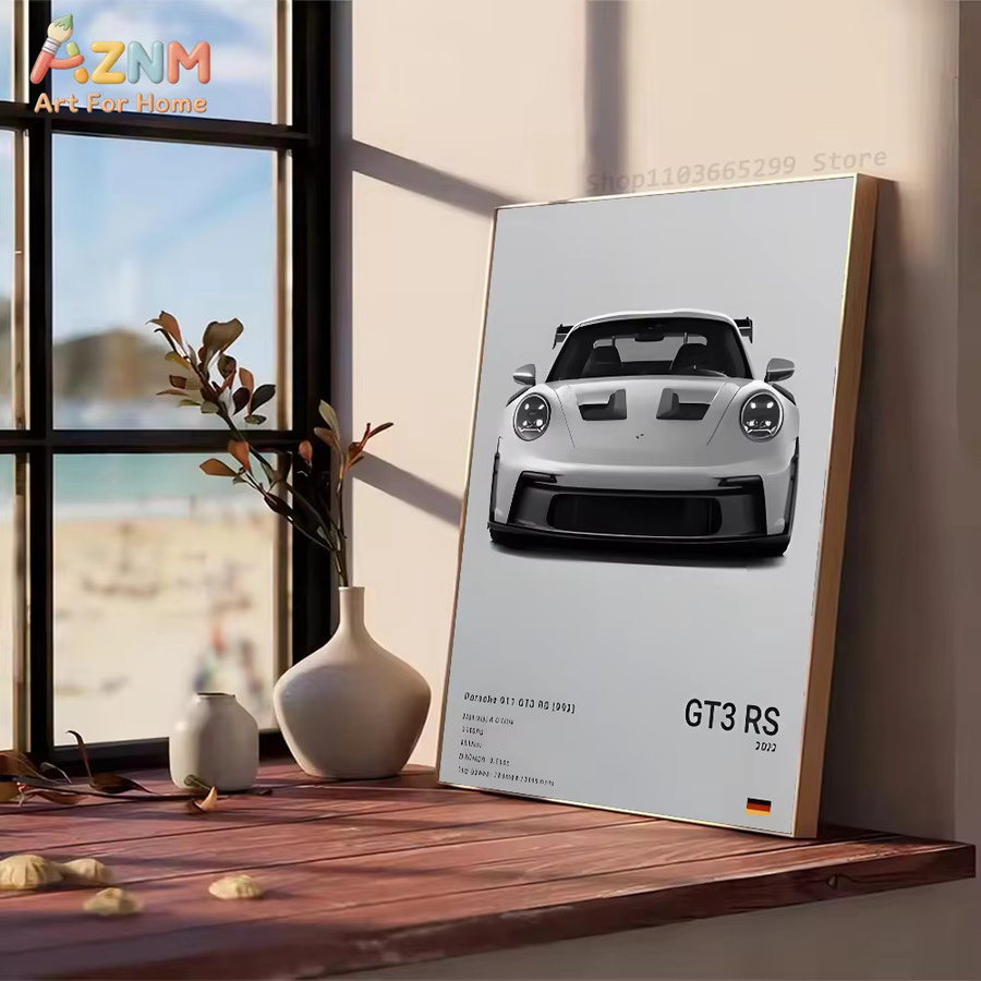 AZNM Leinwand-Wandkunst Supercar Poster mit Porsche GT3 RS und Lamborghini Revuelto Aventador ungerahmt - Bild 2
