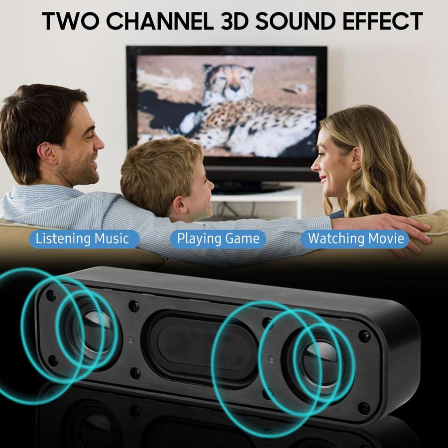 Honor Electronics Soundbar Mini-Computer-Lautsprecher, kabelgebundener USB-Desktop-Stereo-Lautsprecher in Schwarz - Bild 5