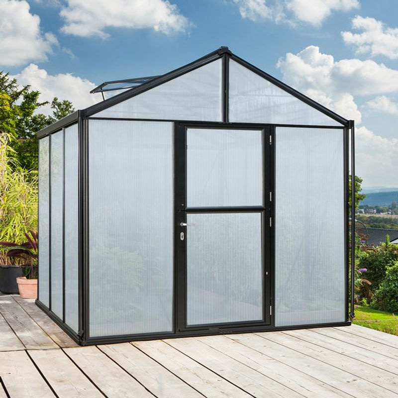 Vitavia Gewächshaus Zeus in Schwarz mit Aluminiumrahmen und Polycarbonat-Verglasung - Bild 3