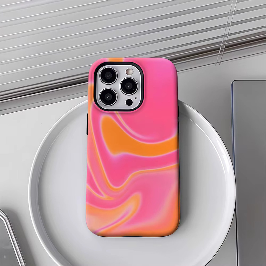 Pink Orange Flow Handyhülle für iPhone 17 16 15 14 13 12 Pro Max Plus mit doppelschichtiger Rückseite - Bild 3
