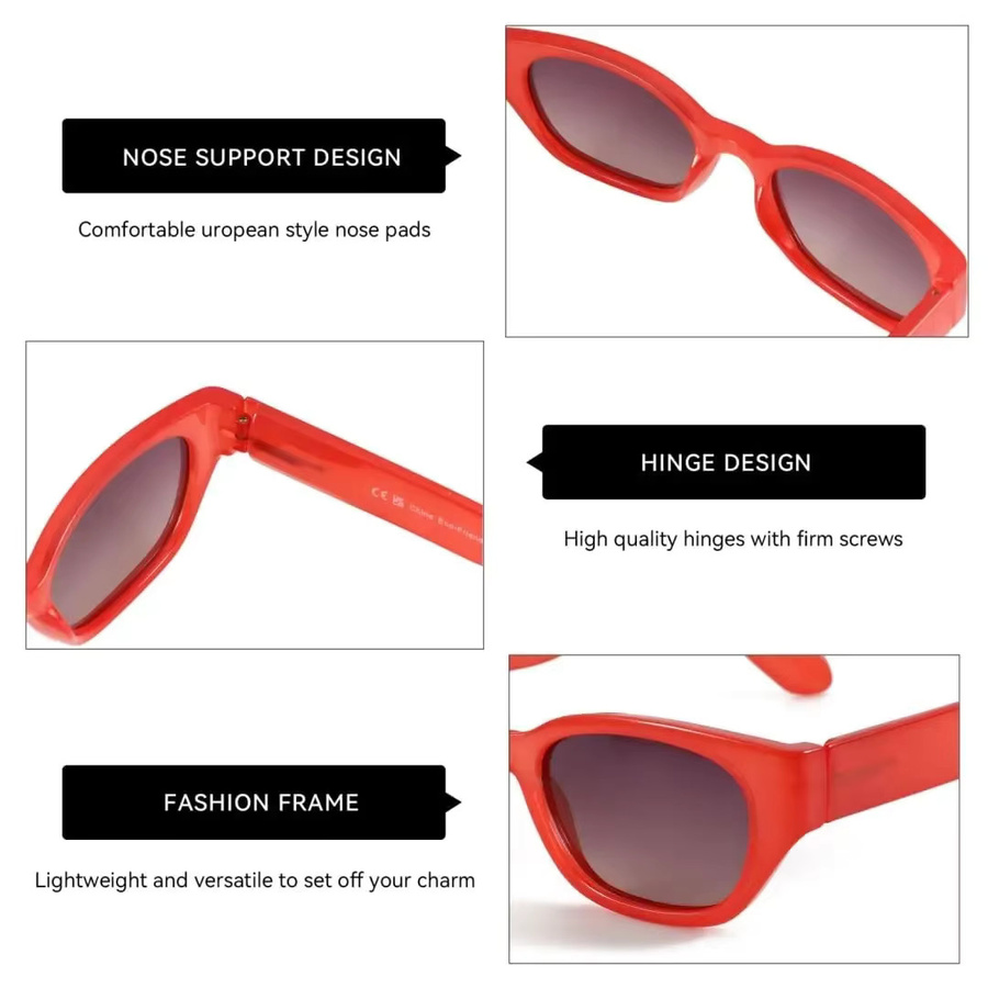 BLUEMOKY Cat-Eye-Sonnenbrille, Unisex, Vollrand, Kunststoff, rot - Bild 4