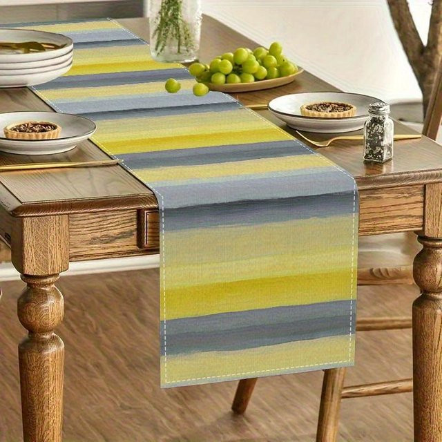 JMG Household Supplies Tischläufer Gestreift in Aquarell Blau Gelb Grau, B/H: 40 x 140 cm - Bild 1