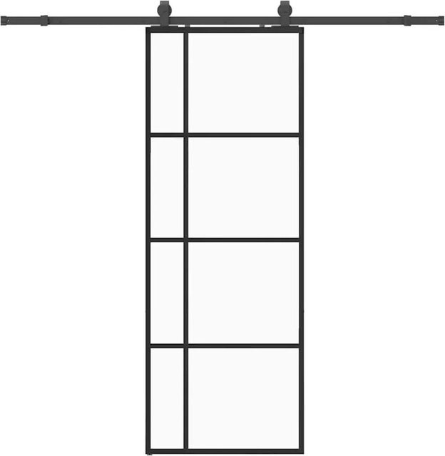 vidaXL Schiebetür aus ESG-Glas in Schwarz mit Beschlag, modern, B: 76 cm, H: 205 cm - Bild 1