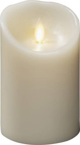 Konstsmide 1610-115 LED-Echtwachskerze in Creme-Weiß mit 3D-Flamme, Timer und Fernbedienung, Durchmesser: 7,6 cm, Höhe: 11,4 cm - Bild 1