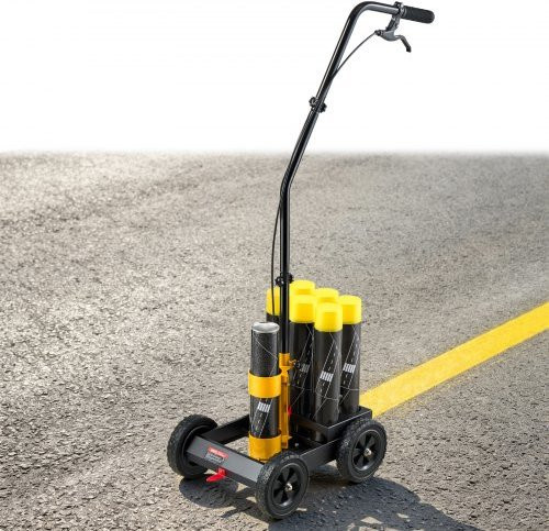 VEVOR Markierungsmaschine für Linienmarkierungen in Schwarz mit 6 Behälterkapazität und 4 Rädern, einstellbare Linienbreite 50-100 mm, Heavy Duty Markierungsgerät für Parkplätze mit Adapterdüse - Bild 1