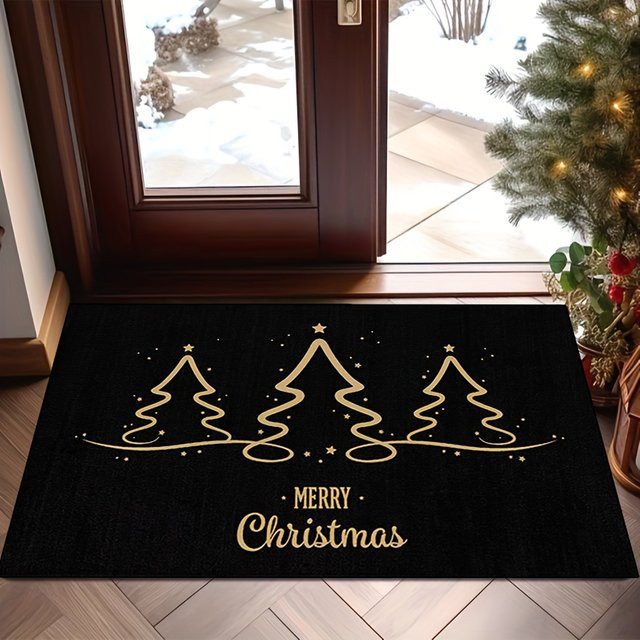 VIKAMA Weihnachtsteppich Set mit 3 Weihnachtsbaum-Motiven in Schwarz, Rechteckig, B/T: 60 x 40 cm - Bild 1
