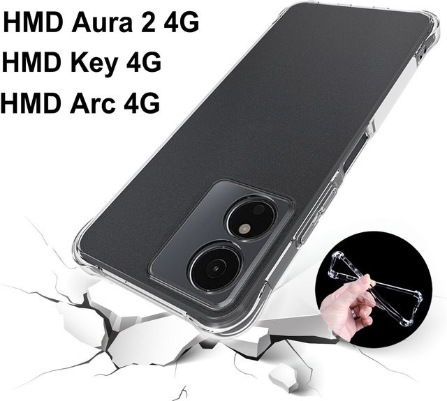 HMD Aura 2 4G Schutzhülle aus transparentem Silikon mit Luftkissen-Technologie und stoßfestem TPU-Design - Bild 1