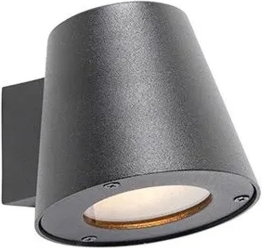 QAZQA Skittle Moderne Außenwandleuchte in Schwarz aus Metall und Glas mit IP44 Schutz für Garten und Terrasse - Bild 1