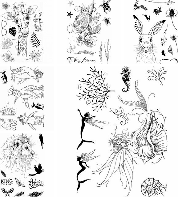 Transparente Motiv-Briefmarken für DIY Scrapbooking und Bastelarbeiten mit Tier- und Meerjungfrau-Motiven - Bild 1
